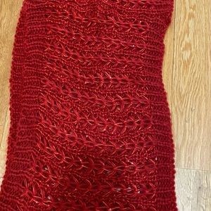 Looped scarf , 12-15” wide ,  red sequins